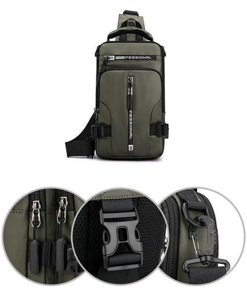 Men Sling Backpack Cross body Shoulder Chest Bag with USB Charging