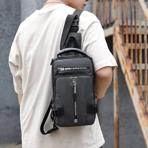 Men Sling Backpack Cross body Shoulder Chest Bag with USB Charging