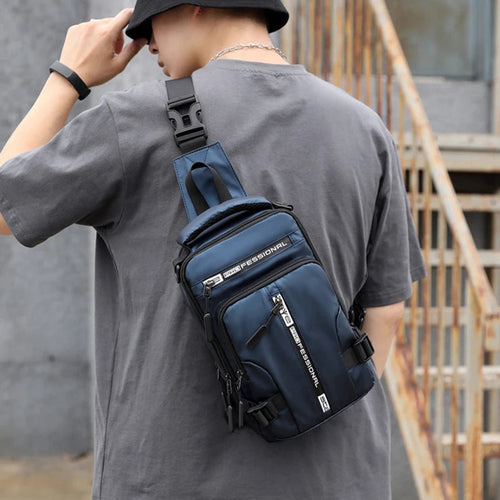 Men Sling Backpack Cross body Shoulder Chest Bag with USB Charging