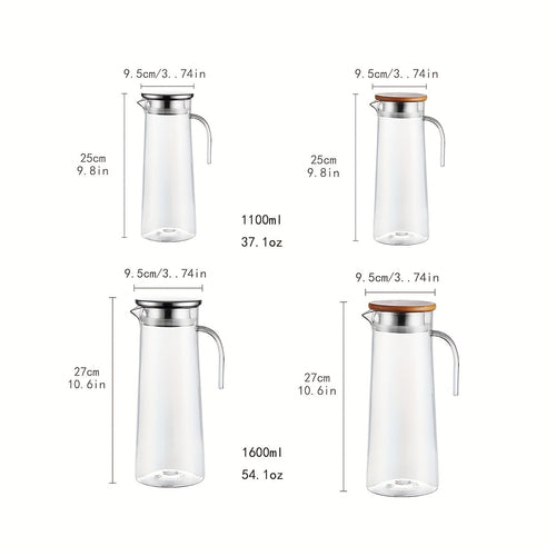 1pc, Water Pitcher With Lid, 37.1oz/54.1oz Heavy Duty Drink Picher,